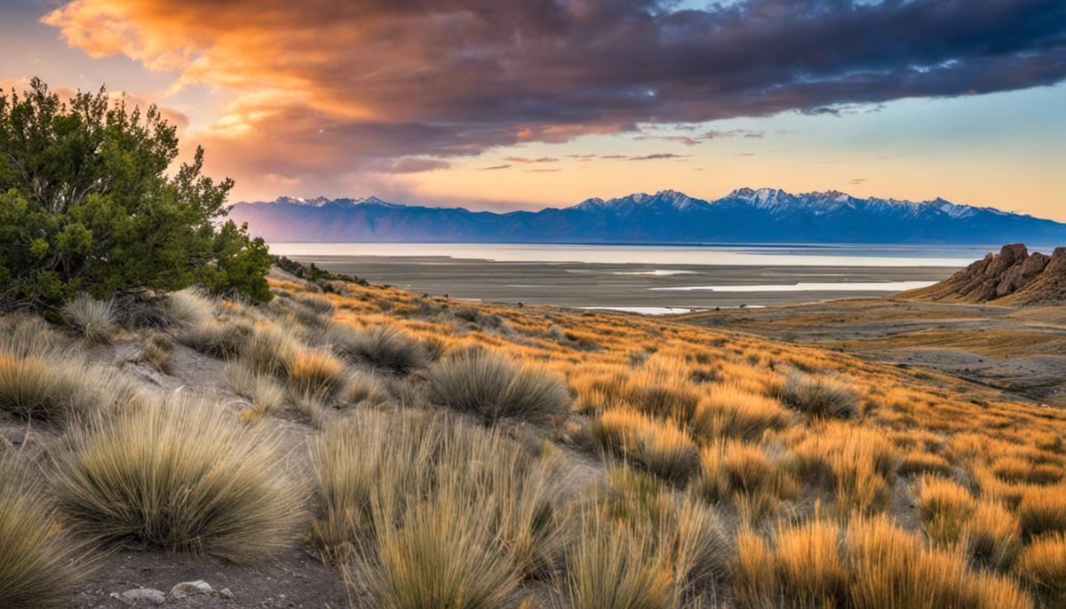 A scenic view of Antelope Island State Park, showcasing its beautiful landscape and wildlife.