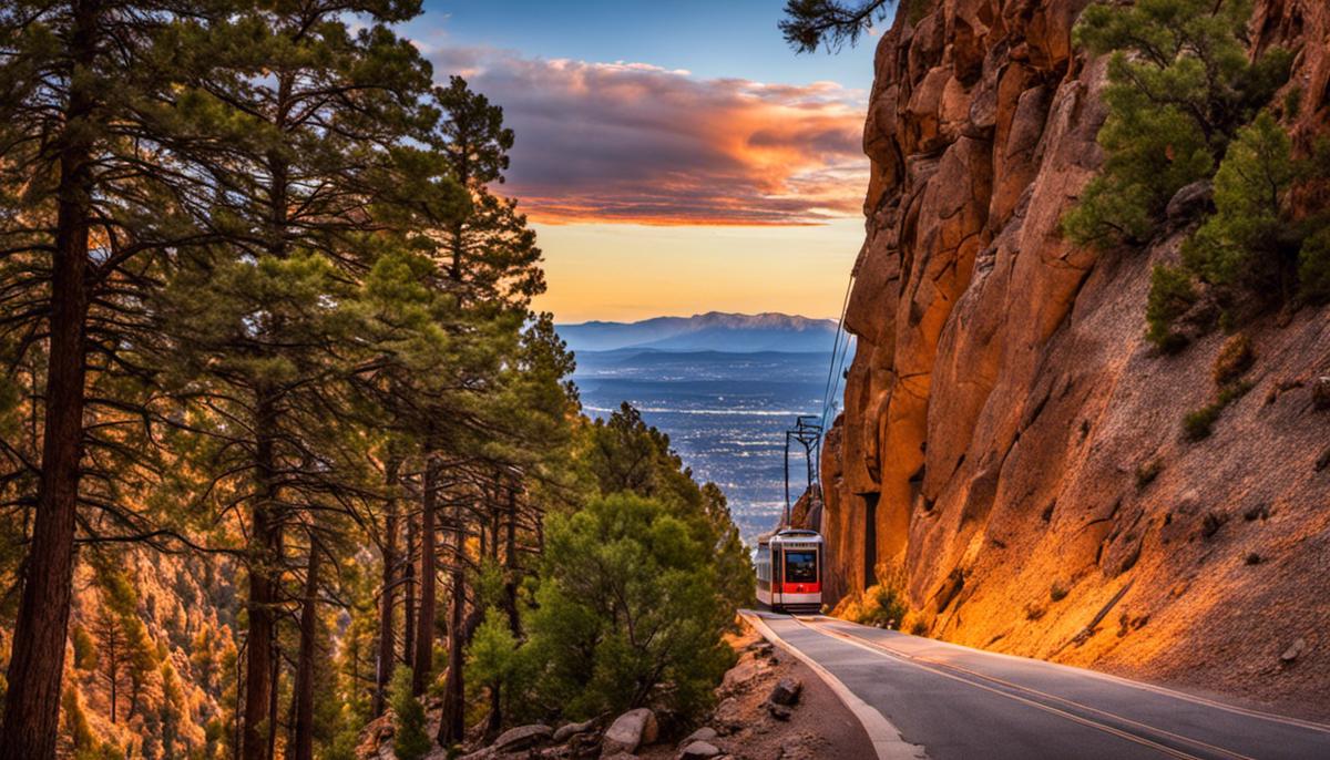 A stunning view of the Sandia Peak Tramway, showcasing the breathtaking landscapes of New Mexico