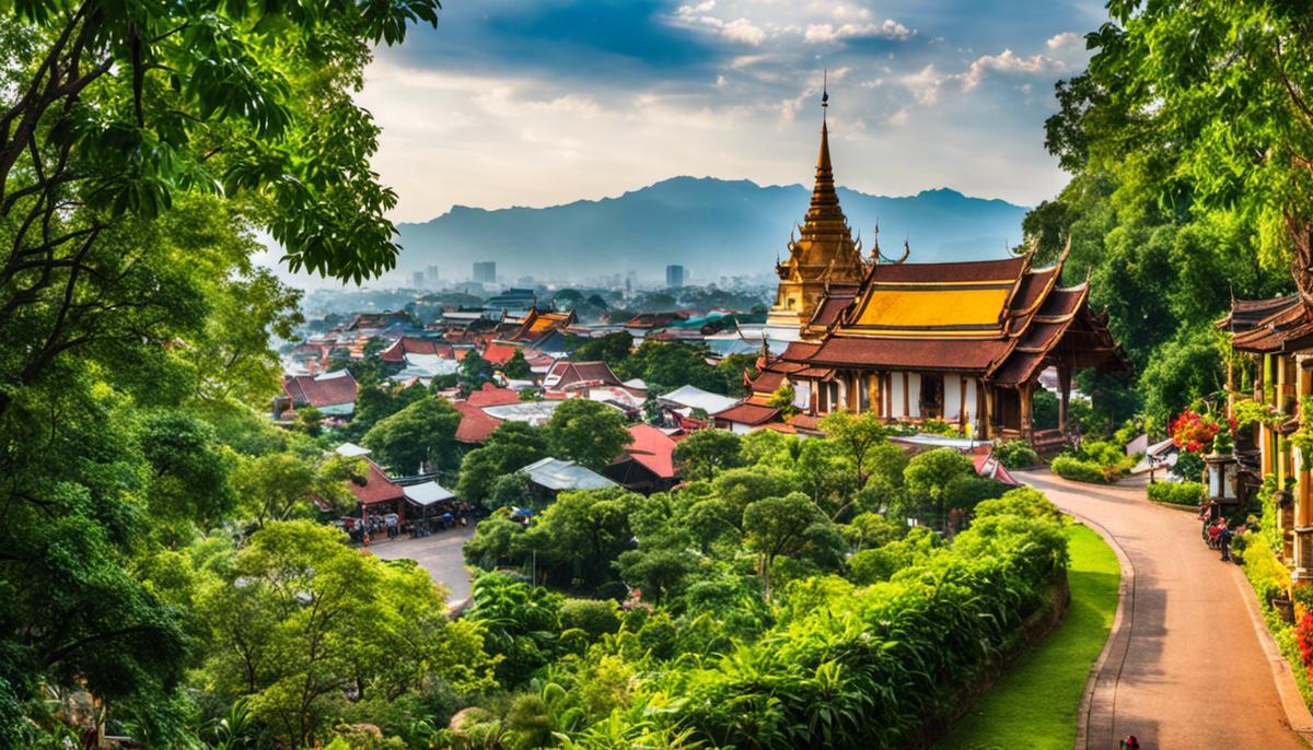 Image of the charming, leafy streets and ancient walls of Chiang Mai's Old City