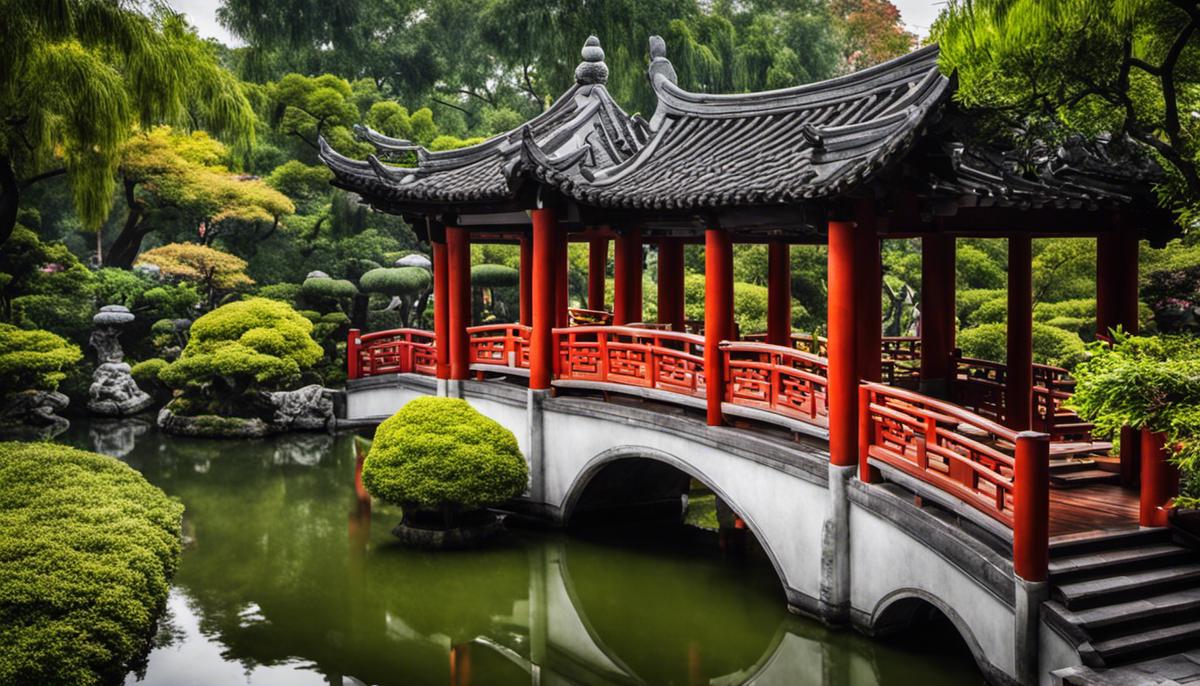A photo of the Lan Su Chinese Garden, showcasing its beauty and tranquility.