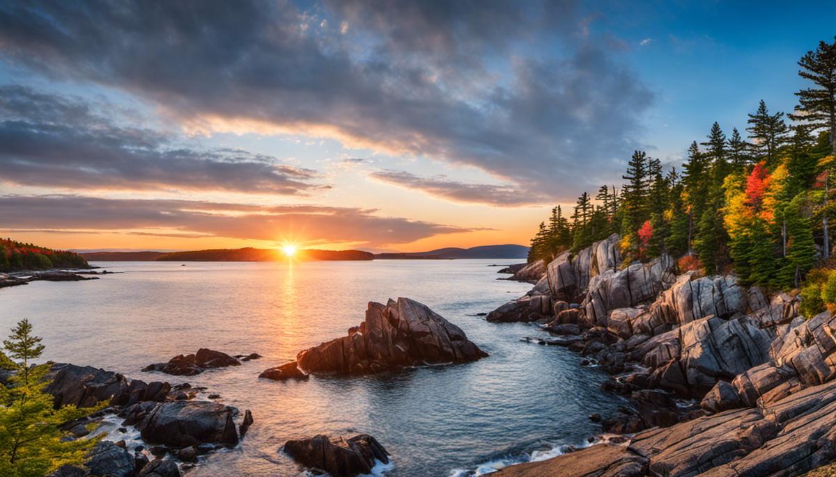 Scenic image of Maine's natural wonders, featuring mountains and a coastline